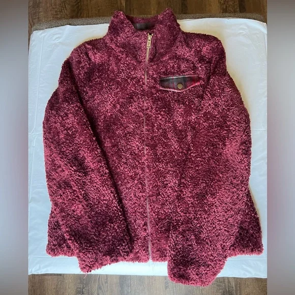 Pendleton Fuzzy Full Zip Jacket, Size M, Color: Maroon - Picture 3 of 5